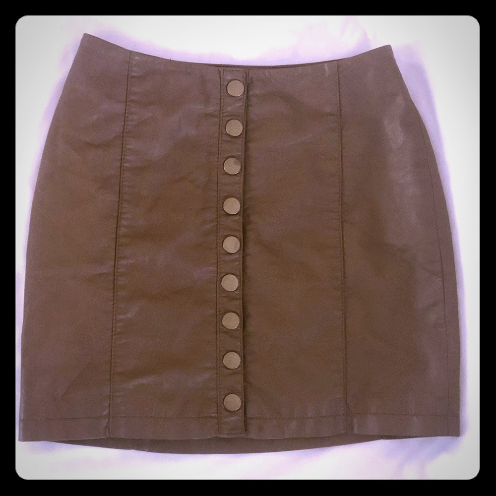 Free People Oh Snap Faux Leather Mini Skirt